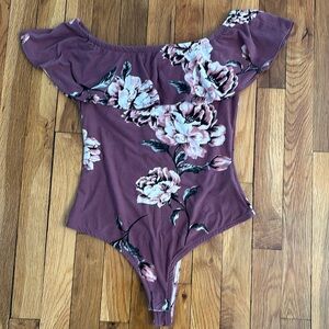 Lavender/ purple floral bodysuit
